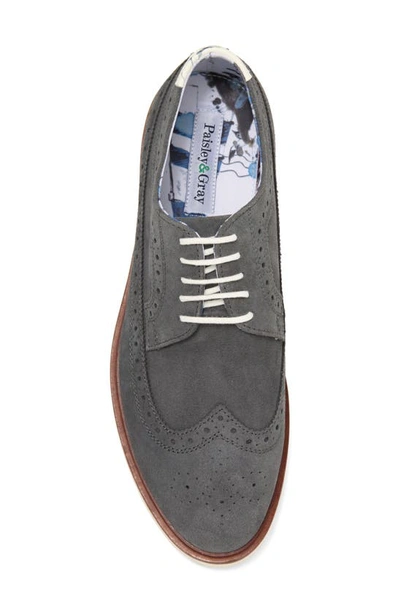 Shop Paisley & Gray Paisley And Gray Fashion Wingtip Derby In Grey Suede