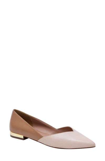 Shop Linea Paolo Nasya Pointed Toe Flat In Pale Pink/ Desert