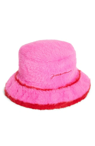 Shop Jacquemus Le Bob Neve Faux Fur Bucket Hat In Pink