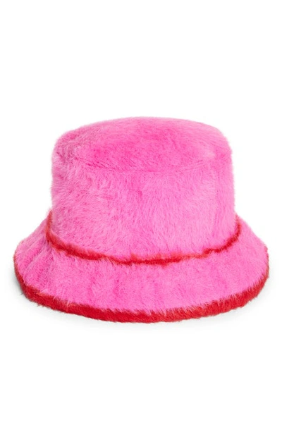 Shop Jacquemus Le Bob Neve Faux Fur Bucket Hat In Pink