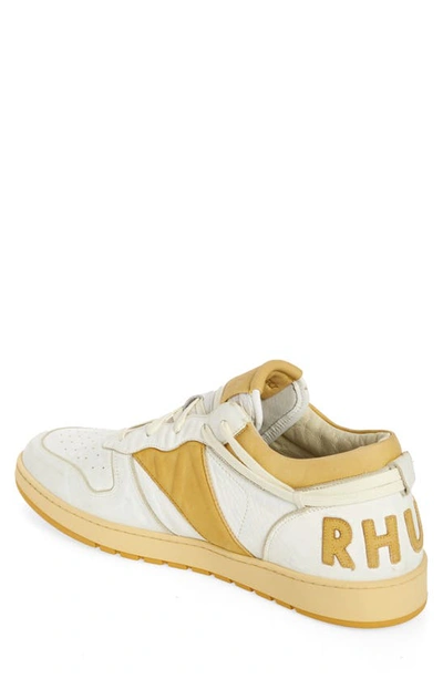 Shop Rhude Rhecess-low Sneaker In White/ Mustard