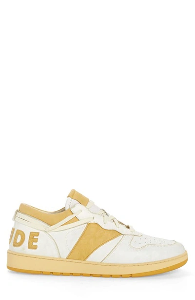 Shop Rhude Rhecess-low Sneaker In White/ Mustard