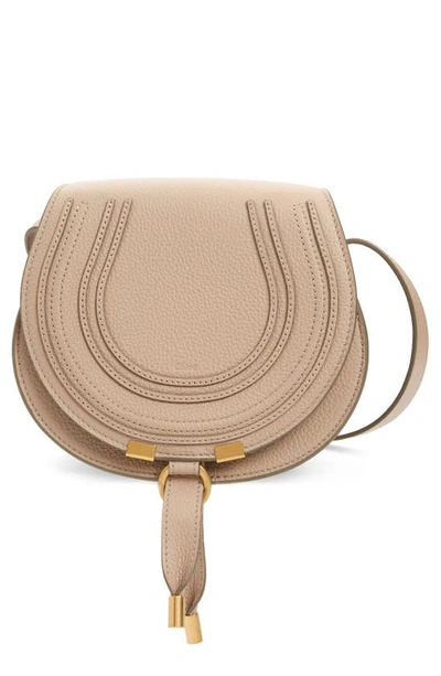 Shop Chloé Small Marcie Leather Crossbody Bag In 28u Nomad Beige