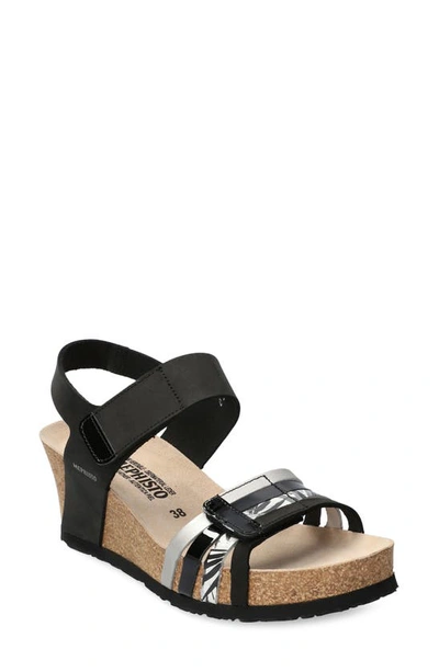 Shop Mephisto Lucia Wedge Sandal In Black Bs