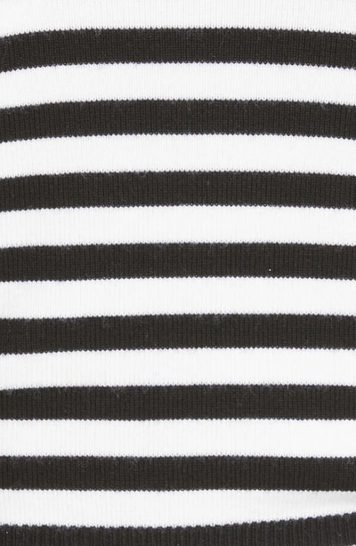 Shop Monse Stripe Cold Shoulder Merino Wool Sweater In Black/ Ivory