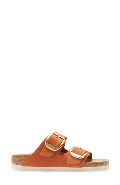 Shop Birkenstock Arizona Big Buckle Slide Sandal In Brandy Nubuck Leather