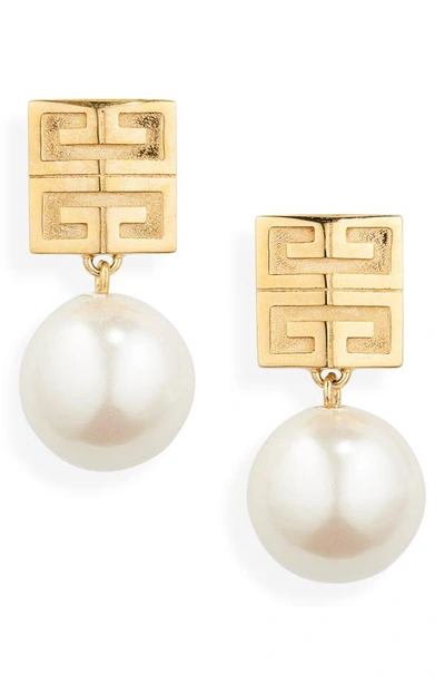 Shop Givenchy 4g Stud Imitation Pearl Earrings In White/ Golden