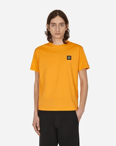 Shop Stone Island Garment Dyed Logo T-shirt In Orange