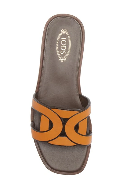 Shop Tod's Kate Chain Detail Slide Sandal In Ocra Medio