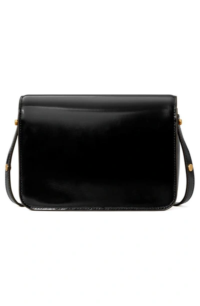 Shop Tory Burch Robinson Spazzolato Leather Shoulder Bag In Black