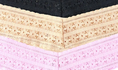 Hanky Panky Dream Original-rise Jersey Thongs 3-pack In Chai/ Black/ Cotton Candy Pink
