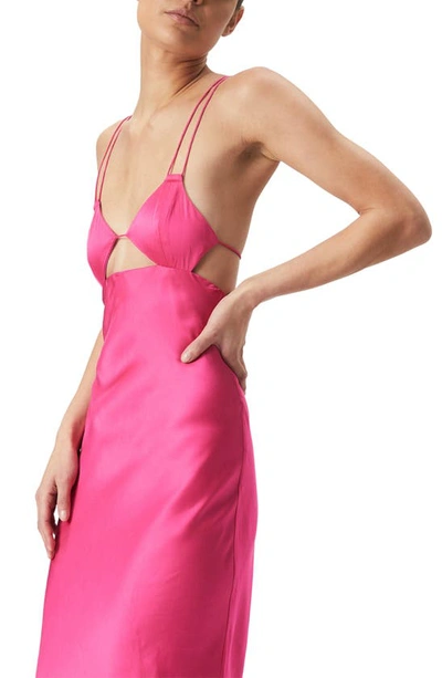 Shop Bardot Lucia Cutout Midi Slipdress In Hot Pink