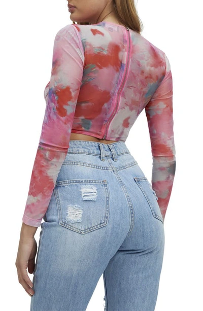 Bardot Lena Mesh Corset Top In Wildflower