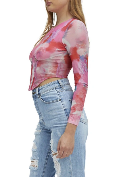 Bardot Lena Mesh Corset Top In Wildflower