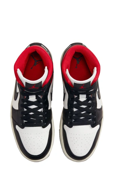 Shop Jordan Air  1 Mid Sneaker In Black/ Gym Red/ Sail