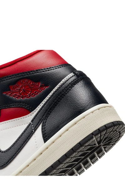 Shop Jordan Air  1 Mid Sneaker In Black/ Gym Red/ Sail