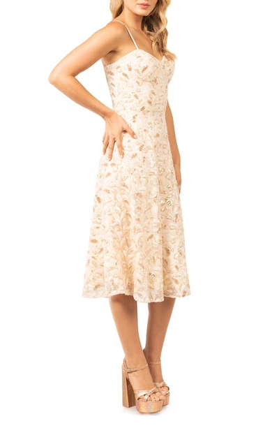 Shop Dress The Population Carlita Sequin Midi Dress In Cream Multi