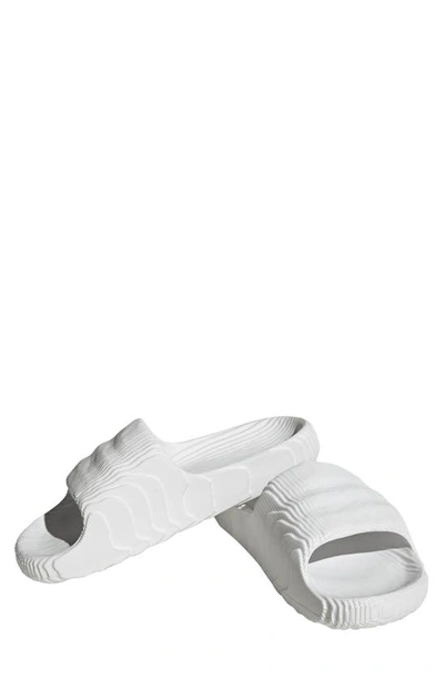 Shop Adidas Originals Adilette Sport Slide Sandal In White/ White/ Black
