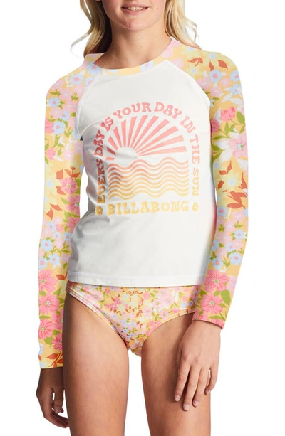 Shop Billabong Kids' Spring Daydream Two-piece Rashguard Swimsuit In Golden Peach