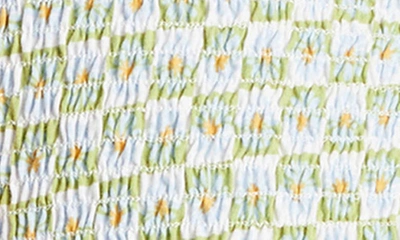 Shop Billabong Kids' Daisy Print Smocked Cotton Crop Top In Moss Meadow