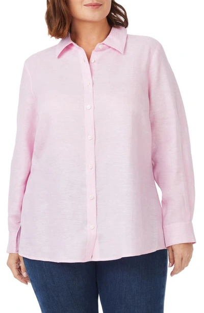 Shop Foxcroft Jordan Linen Button-up Shirt In Pure Pink