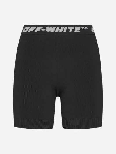 Shop Off-white Logo Knit Shorts In Black,grey