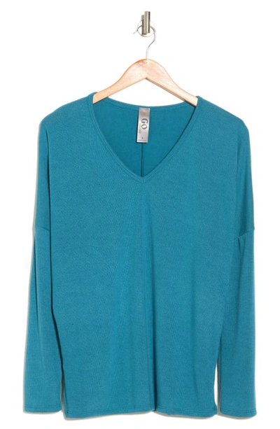 Shop Go Couture V-neck Dolman Sleeve Sweater In Skydiver