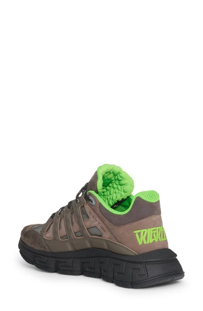 Shop Versace Trigreca Low Top Sneaker In Pepper/ Taupe