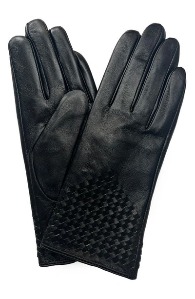 Shop Marcus Adler Woven Leather Gloves In Black