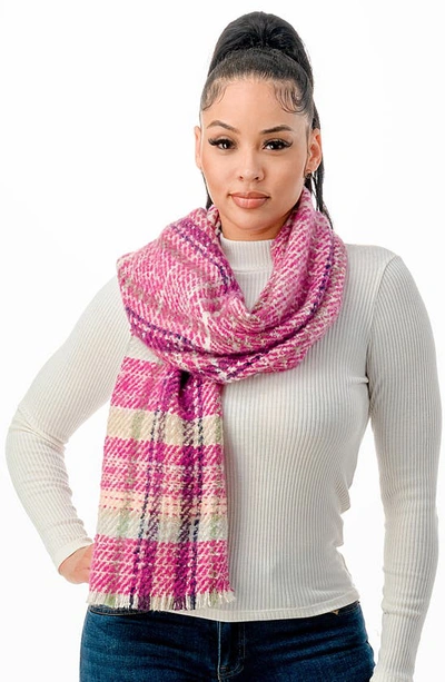 Marcus Adler Plaid Scarf In Bright Pink