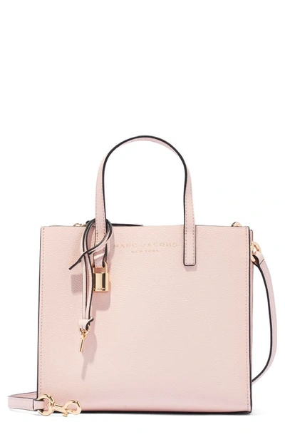 Shop Marc Jacobs Mini Grind Coated Leather Tote In Peach Whip