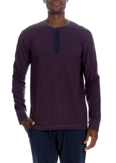Shop Unsimply Stitched 3 Button Lounge Henley Shirt - Contrast Piping In Purple