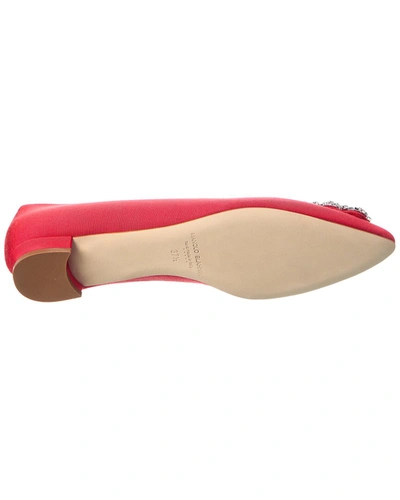 Shop Manolo Blahnik Hangisi Grosgrain Flat In Red