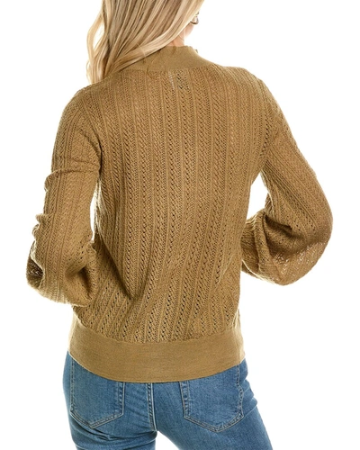 Shop Mt By Madeleine Thompson Balloon Sleeve Wool-blend Top In Brown