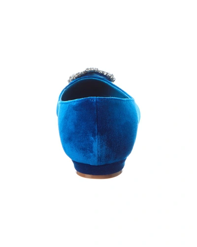 Shop Manolo Blahnik Hangisi Velvet Flat In Blue