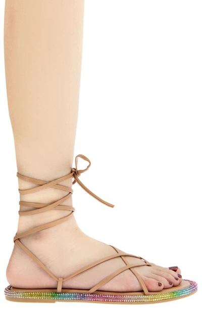 Shop Bcbgeneration Bcbg Tarin Ankle Tie Sandal In Tan