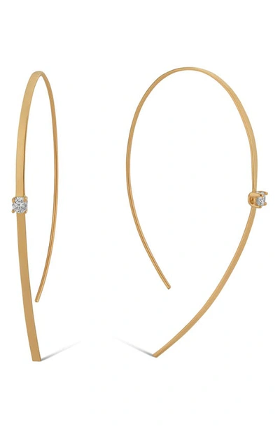 Shop Lana Solo Flat Hooks On Hoops Earrings In Yellow Gold/ Diamond