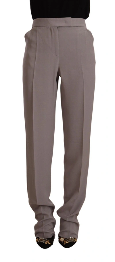 Shop Armani Collezioni Armani Brown High Waist Silk Tapered Long Women's Pants