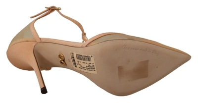 Shop Dolce & Gabbana Beige Mesh T-strap Stiletto Heels Pumps Women's Shoes
