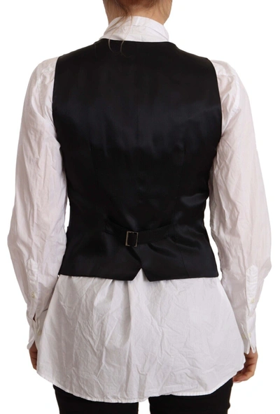 Shop Dolce & Gabbana Black Button Down Sleeveless Vest Viscose Women's Top