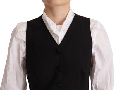 Shop Dolce & Gabbana Black Button Down Sleeveless Vest Viscose Women's Top