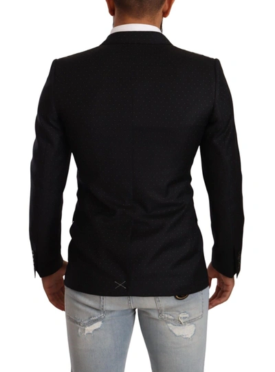 Dolce & Gabbana Black Dotted Double Breasted Martini Jacket In Black