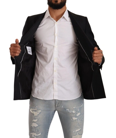 Dolce & Gabbana Black Dotted Double Breasted Martini Jacket In Black