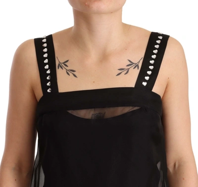 Dolce & Gabbana Black Silk Stretch Crystal Sheath Mini Dress In Black