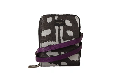 Shop Dolce & Gabbana Elegant Purple Leather Bifold Wallet With Women's Strap In Purple And Black