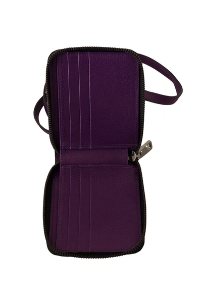 Shop Dolce & Gabbana Elegant Purple Leather Bifold Wallet With Women's Strap In Purple And Black