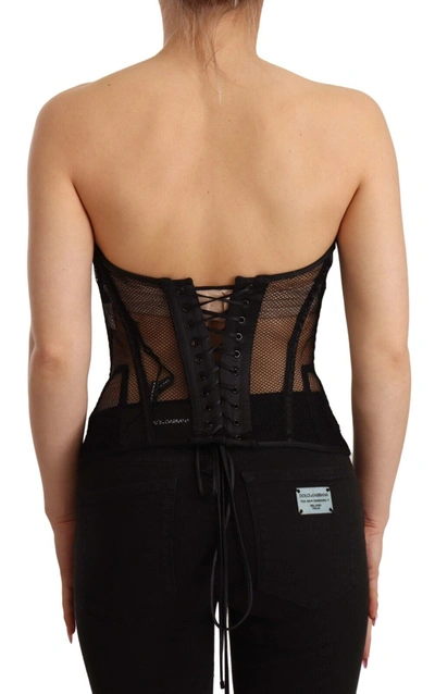 Shop Dolce & Gabbana Black Viscose Bustier Corset Strapless Women's Top