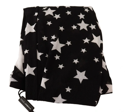 Shop Dolce & Gabbana Black White Stars Print Nylon Women's Stockings In Black/white