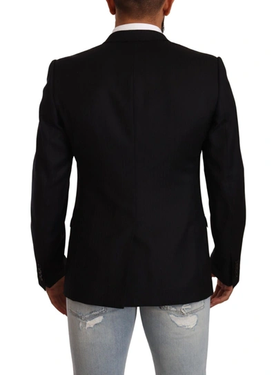 Dolce & Gabbana Black Wool Single Breasted Suit Gold Jacket In Black