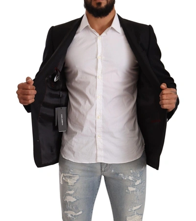 Dolce & Gabbana Black Wool Single Breasted Suit Gold Jacket In Black